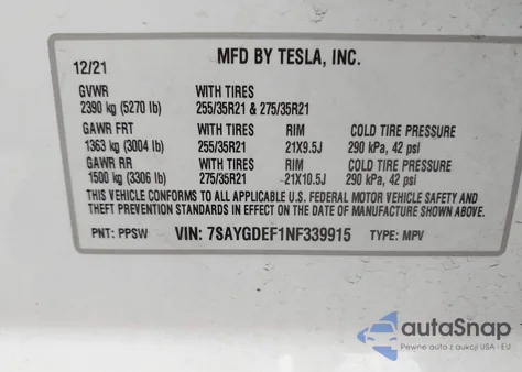 2022 Tesla Model Y Performance Dual Motor All-Wheel Drive from USA, damaged, VIN 7SAYGDEF1NF339915